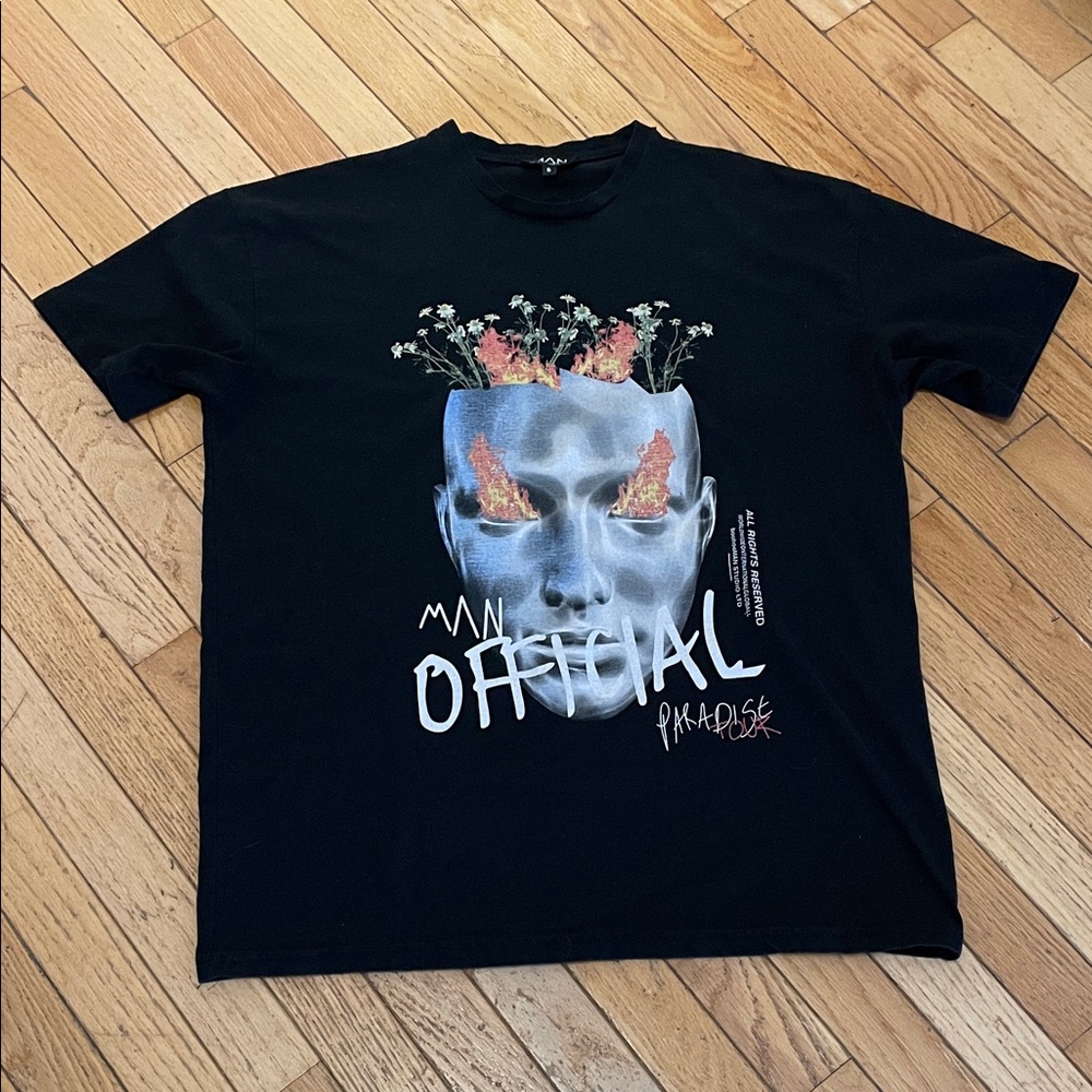 Boohoo Black Oversized Official Paradise Tour Print T-shirt Men’s Size Small